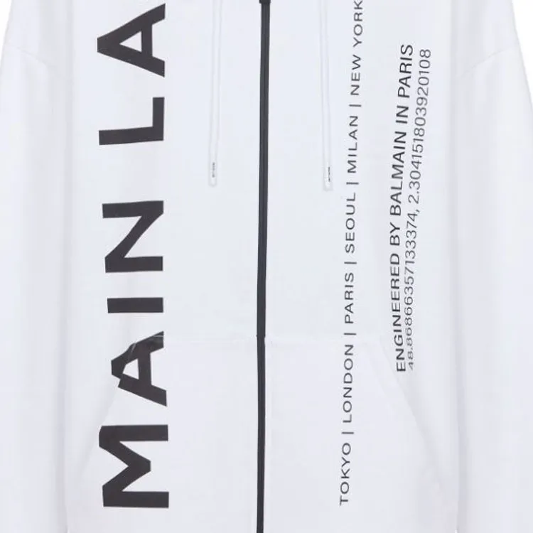 BALMAIN Slogan-print Zip-up Hoodie-1