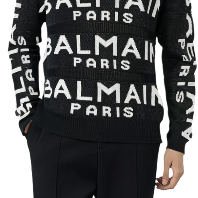 BALMAIN All Over Logo Crewneck Sweater-3