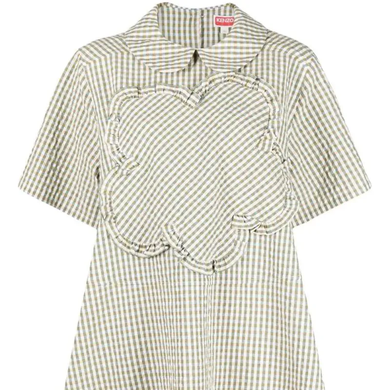 KENZO Short Sleeved Dress Women's Khaki-4