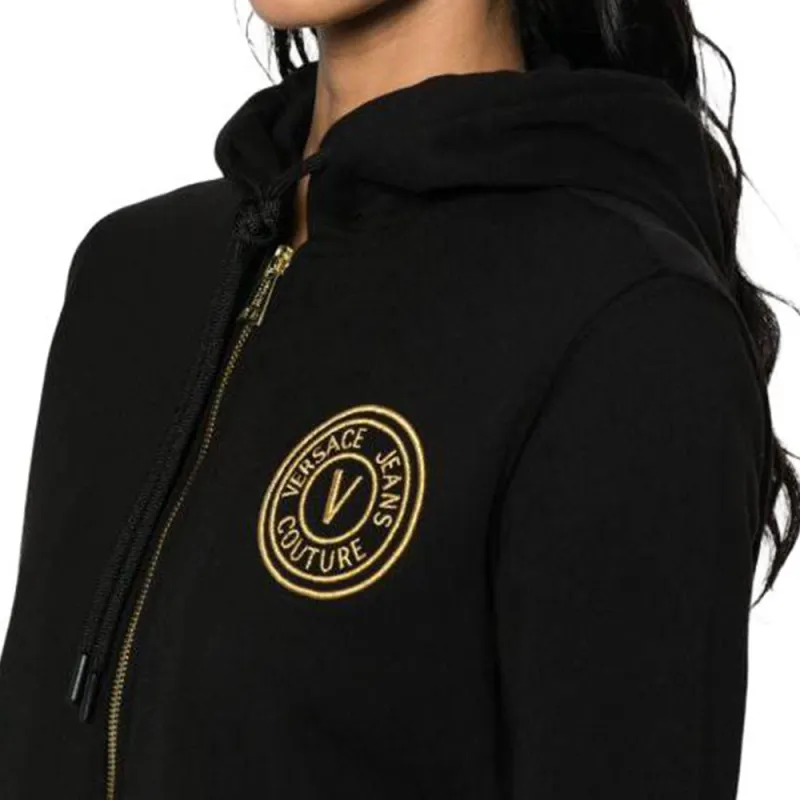 VERSACE JEANS Couture Logo embroidered Zip up Cotton Hoodie-2