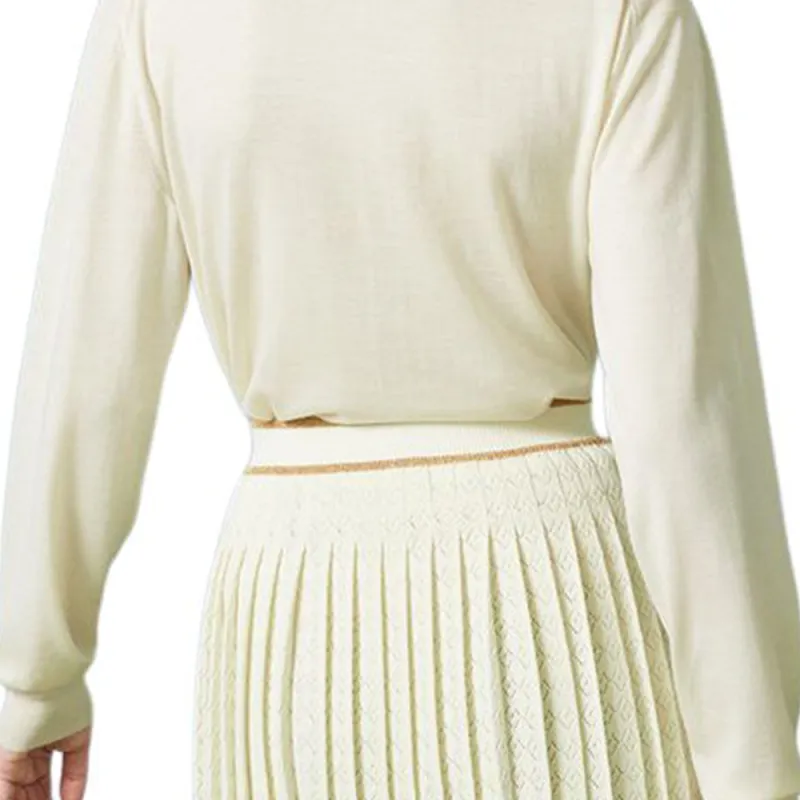 GUCCI V Neck Logo Embroidered Knit Sweater-6