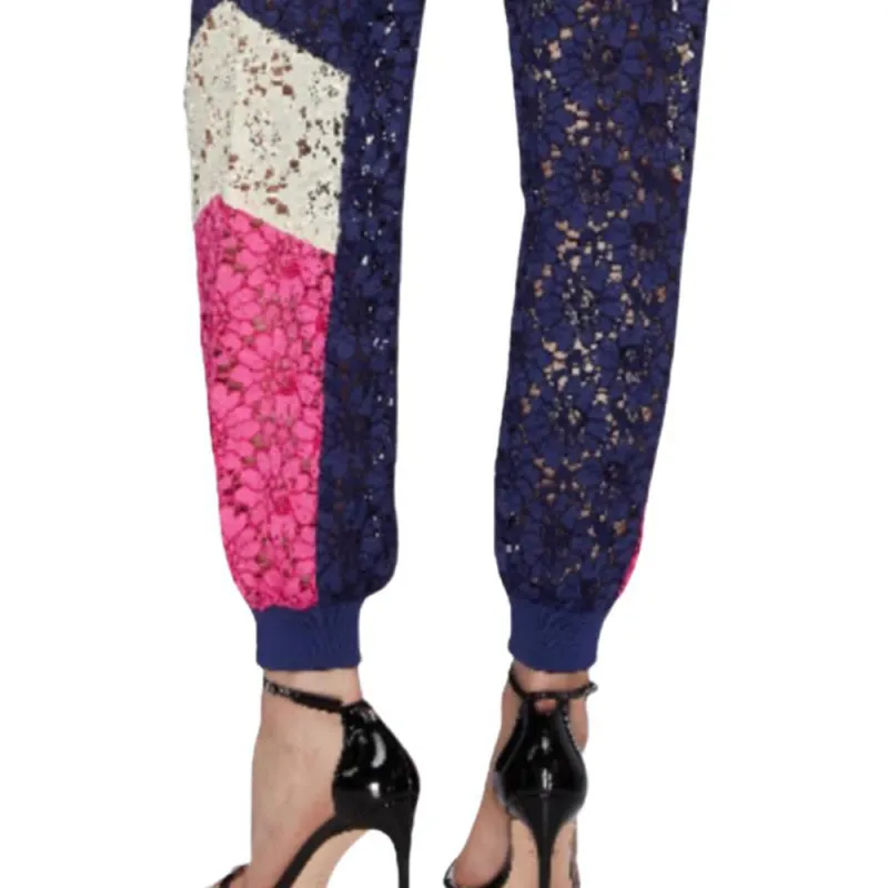 GUCCI Floral Lace Track Pants Ink Multi-4