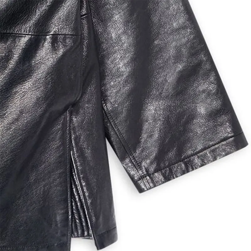 Balenciaga Leather Jackets Women's Black-6