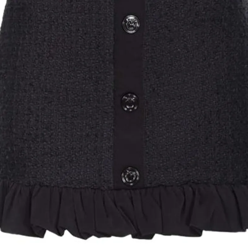 PINKO FW23 Minigonna In Tweed Con Rouches Casual Short Skirts Women's Black-4