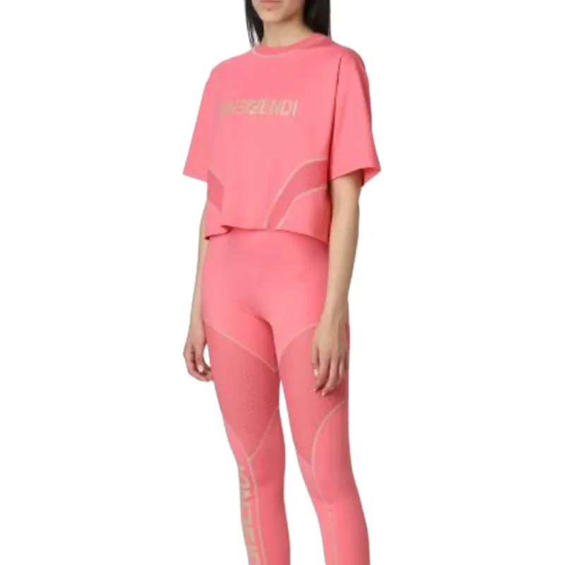 FENDI Drop Shoulder Sleeve T Shirt Women's Pink-3