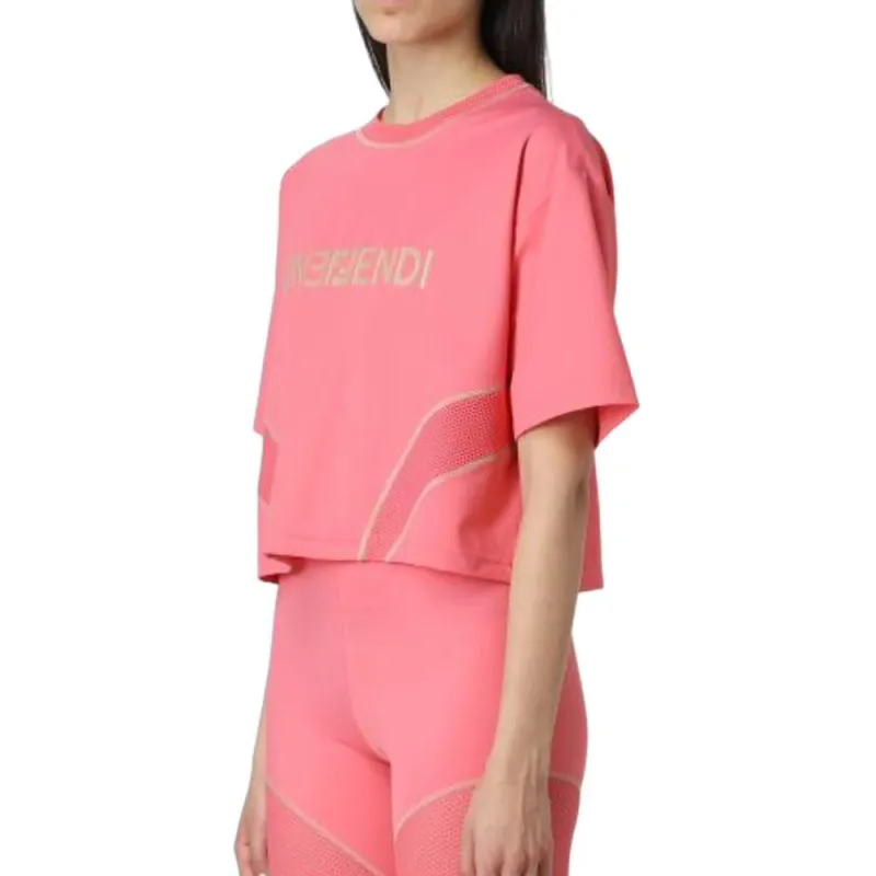 FENDI Drop Shoulder Sleeve T Shirt Women's Pink-2