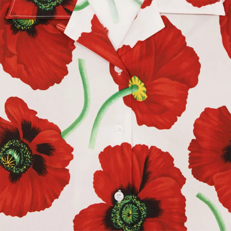 KENZO Poppy By Nigo Women's Hawaiian Shirt White Red-2