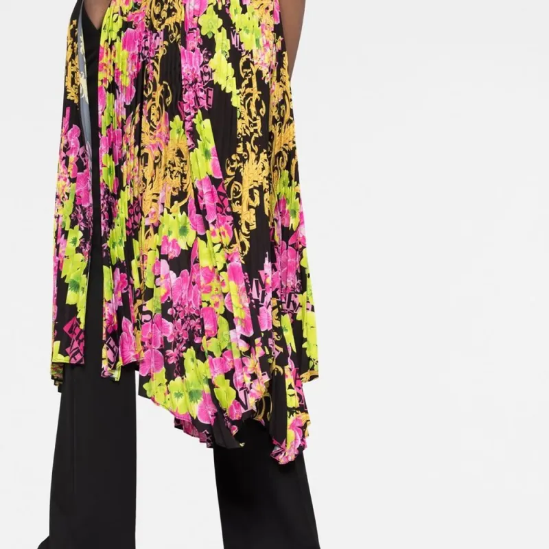 VERSACE Floral Printed Asymmetric Sleeveless Dress-4