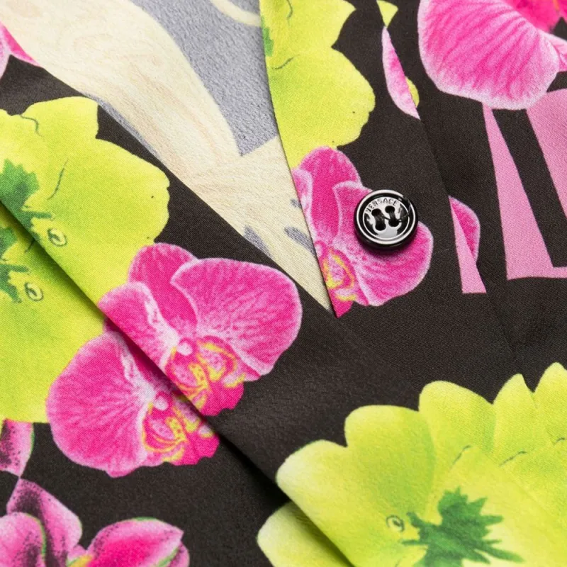 VERSACE Floral Printed Asymmetric Sleeveless Dress-7