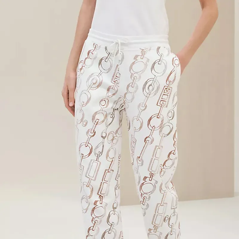 HERMES Sports Pants Men White-4