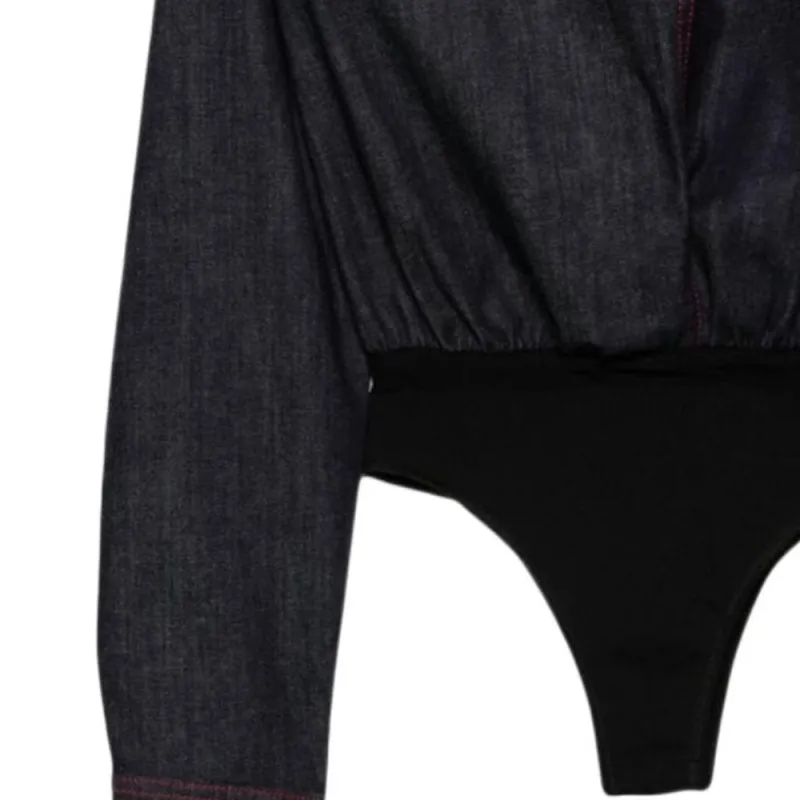 Alaia Hooded Denim Bodysuit-4