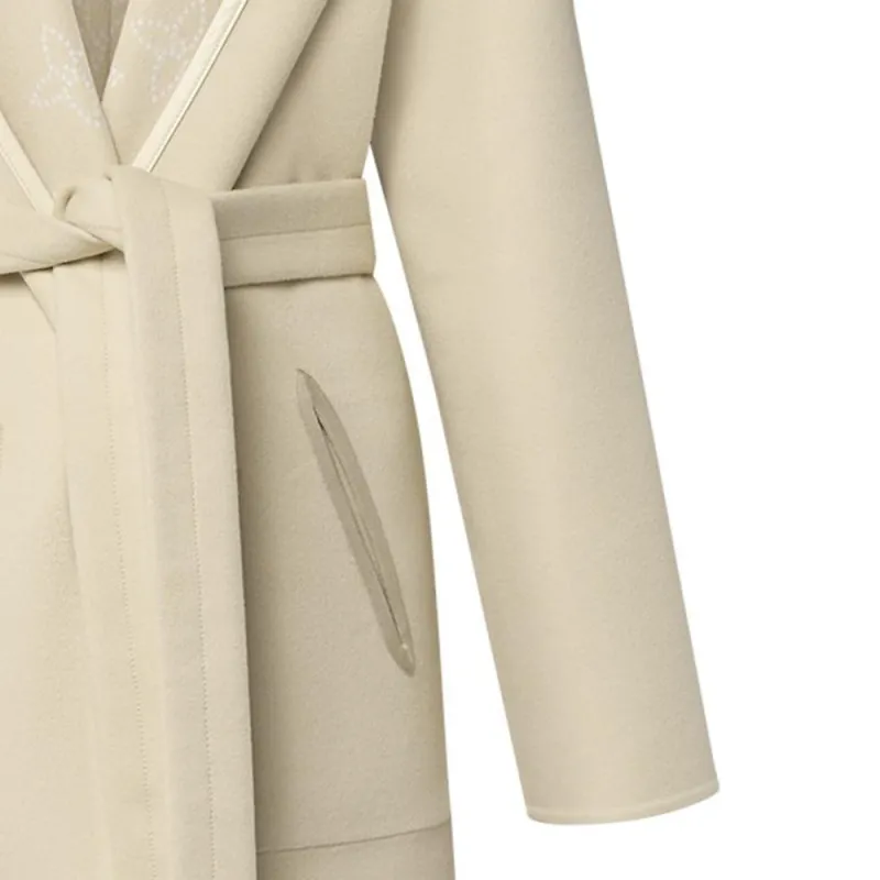 Lv Reversible Signature Hooded Wrap Coat-5