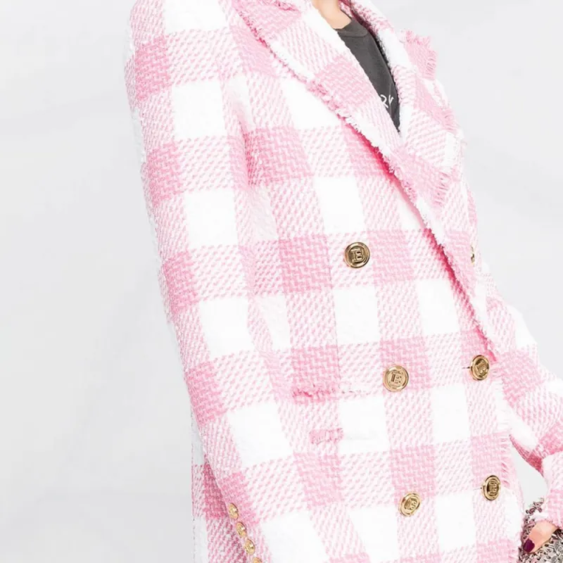 BALMAIN FW21 Business Suits Coats Women's Pink-1