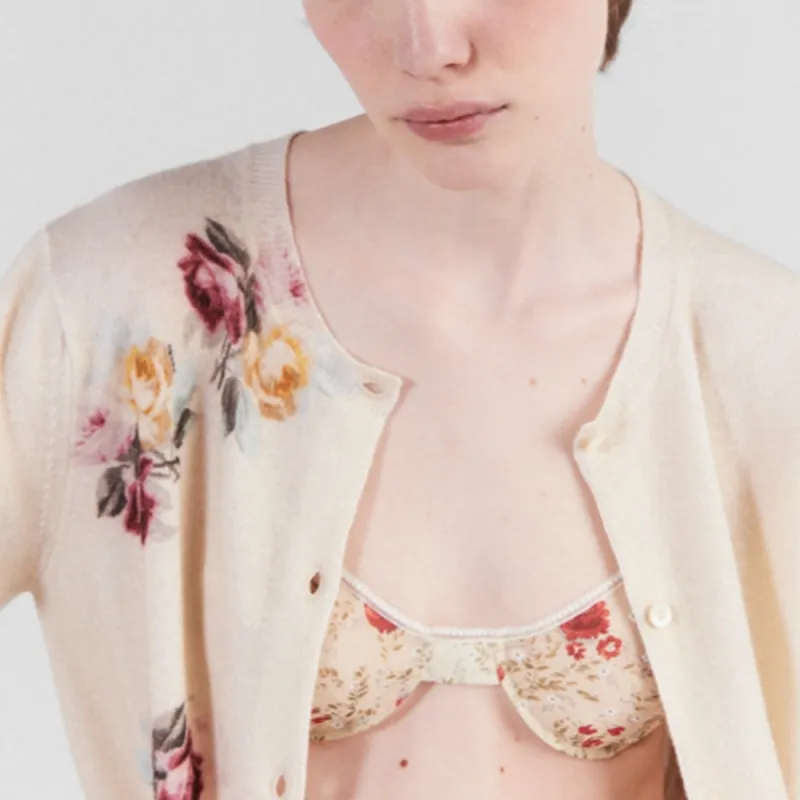 PRADA Floral Printed Knitted Cardigan-5