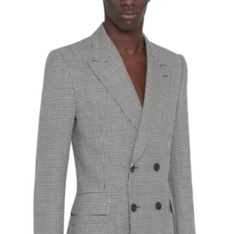 Alexander McQueen Houndstooth Printed Double Breasted Tailored Blazer-5