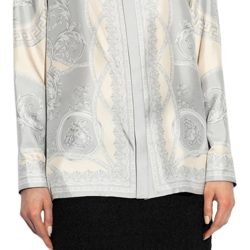 VERSACE La Coupe Des Dieux Silk Shirt 'Silver Grey/Champagne'-5
