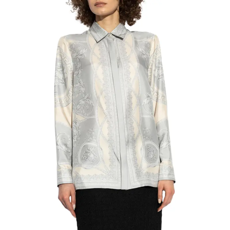 VERSACE La Coupe Des Dieux Silk Shirt 'Silver Grey/Champagne'-2