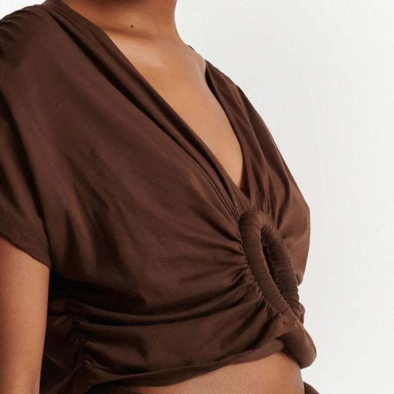 BALMAIN Crop Tops Women's Chocolate-4