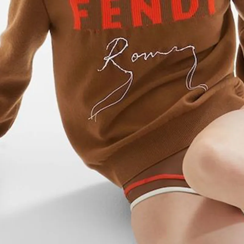 FENDI Logo Intarsia-Knit Crewneck Jumper-4