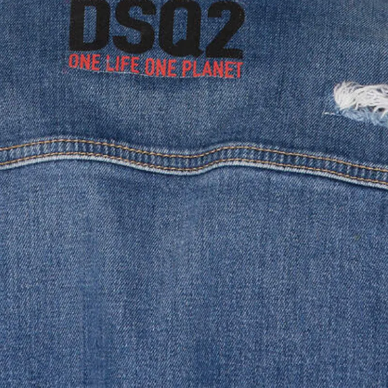 DSQUARED 2 The Smurfs Distressed effect Denim Jacket-5