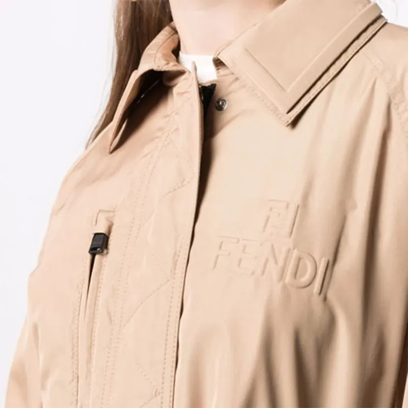 FENDI Trench Coats Women's Khaki-2