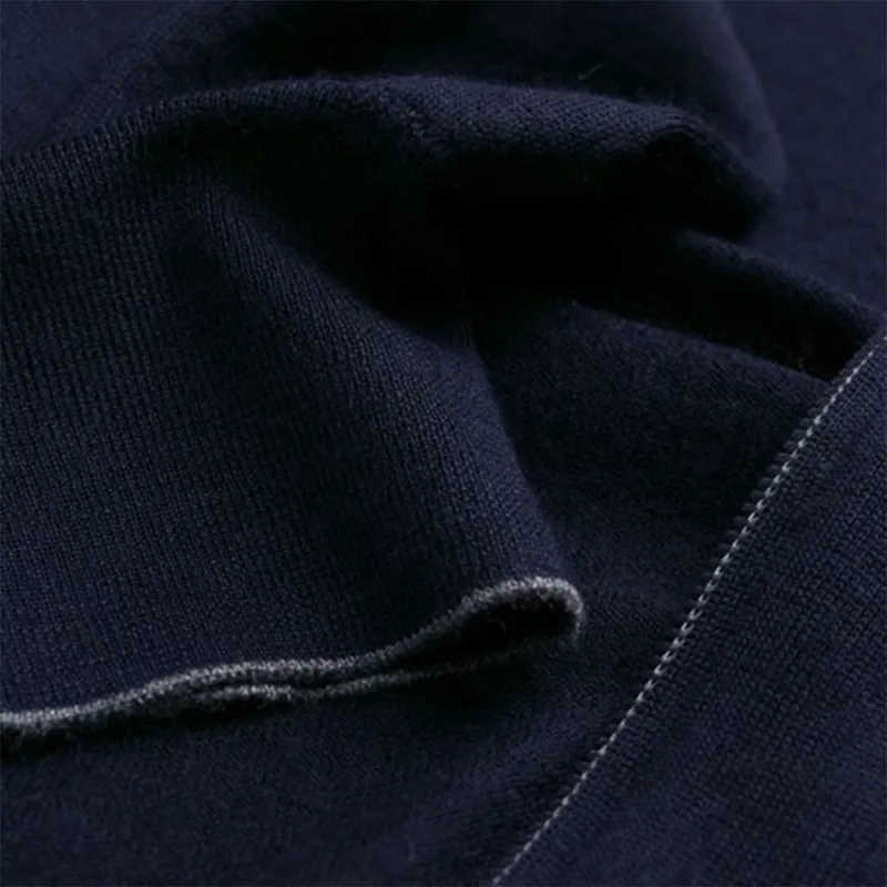 Brunello Cucinelli FW21 Lapel Fitted Long-Sleeved Knitwear Men's Dark Blue-6