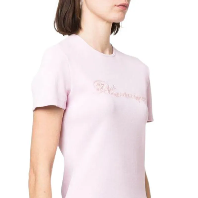 Blumarine Logo Embroidered Crewneck Knitted T Shirt-4