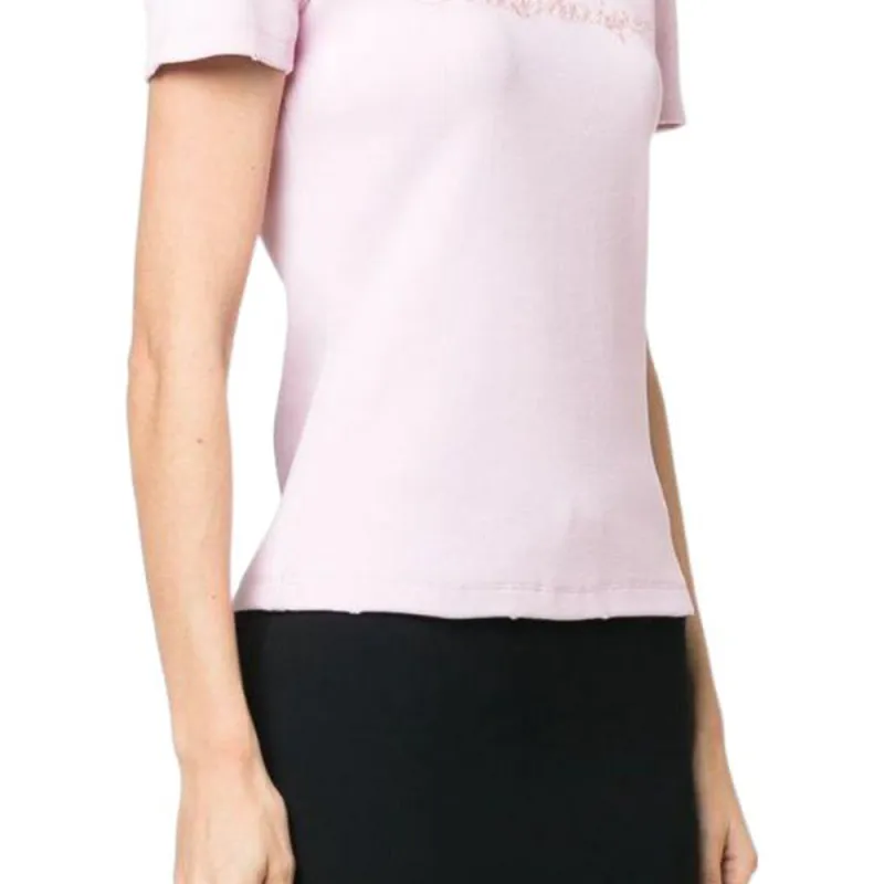 Blumarine Logo Embroidered Crewneck Knitted T Shirt-5