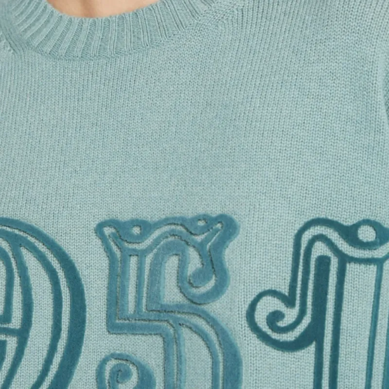 MaxMara Fido Collection Wool And Cashmere Monogram Pullover Sweater Women's Sage Green-1