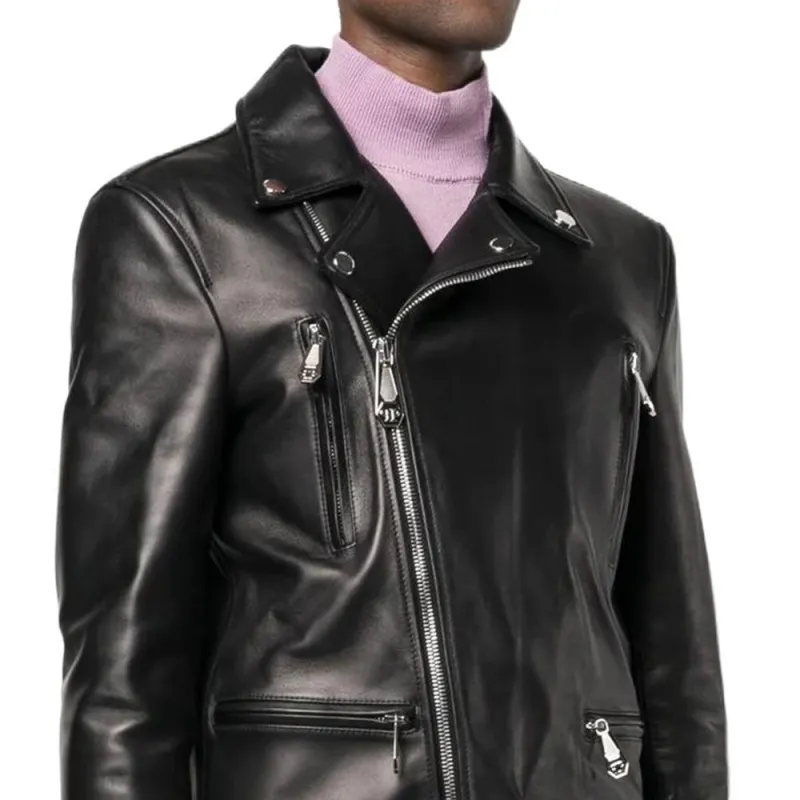 PHILIPP PLEIN Rear Logo plaque Leather Jacket-1