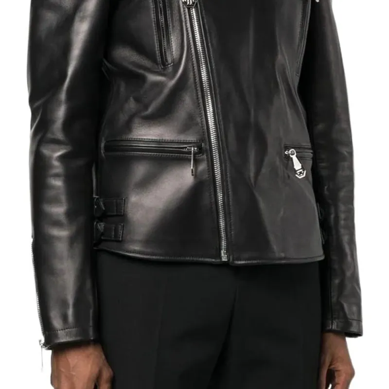 PHILIPP PLEIN Rear Logo plaque Leather Jacket-2