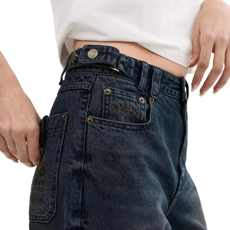 COACH FW24 Jeans Women's Navy Blue-3