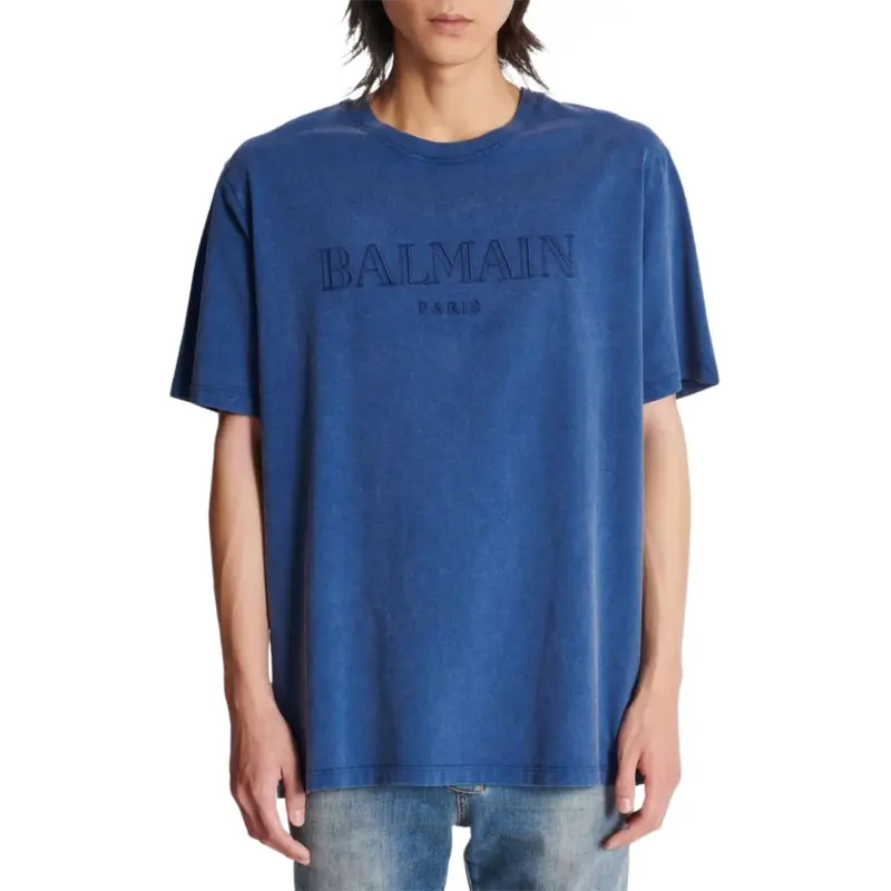 BALMAIN Logo Embroidered Crewneck T Shirt-6