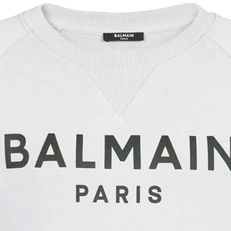 BALMAIN Logo flocked Cotton Sweatshirt-4