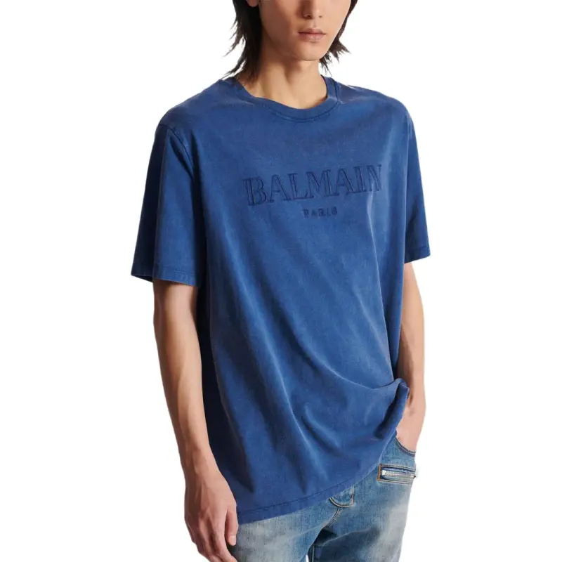 BALMAIN Logo Embroidered Crewneck T Shirt-7