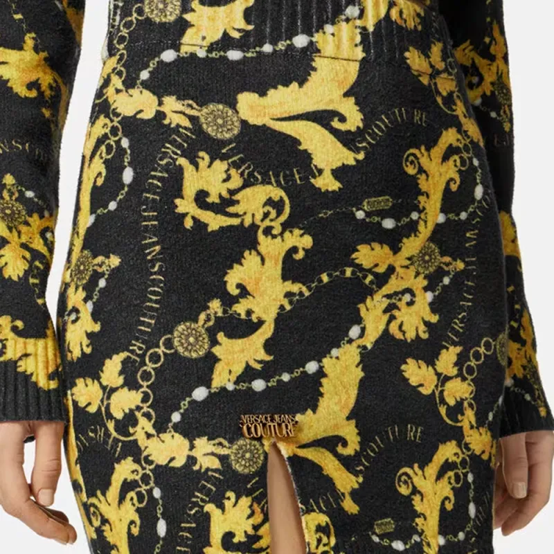 VERSACE Chain Couture print Knitted Miniskirt-4