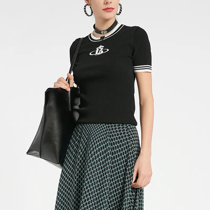 BESIONIA T Shirts Women's Black-4