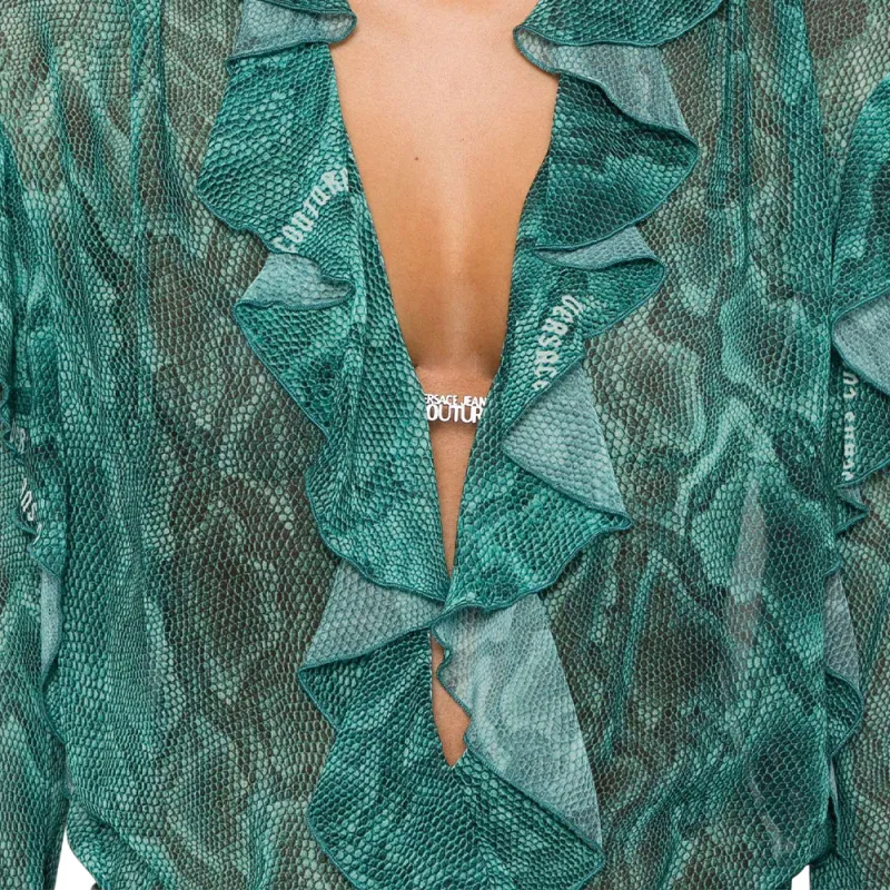 VERSACE Lizard-skin Chiffon Blouse-4