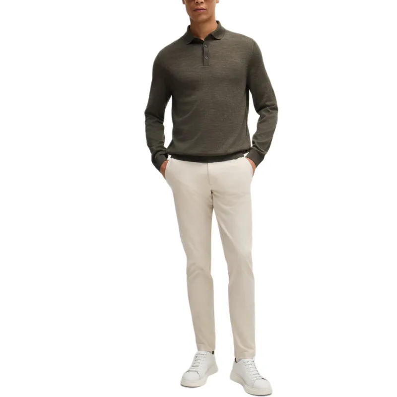 HUGO BOSS Long Sleeved Fine Knit Polo Shirt-1