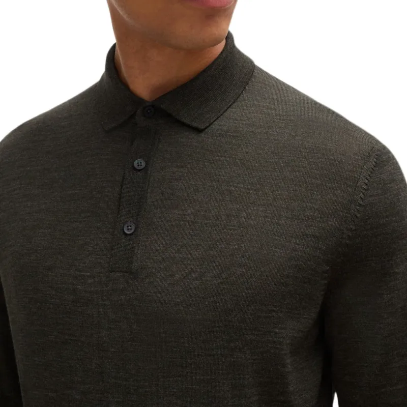 HUGO BOSS Long Sleeved Fine Knit Polo Shirt-4