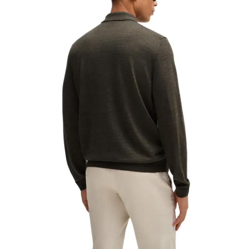 HUGO BOSS Long Sleeved Fine Knit Polo Shirt-3
