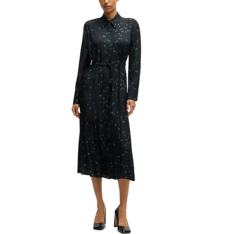 HUGO BOSS FW24 Long-Sleeved Dresses Women's Black-2
