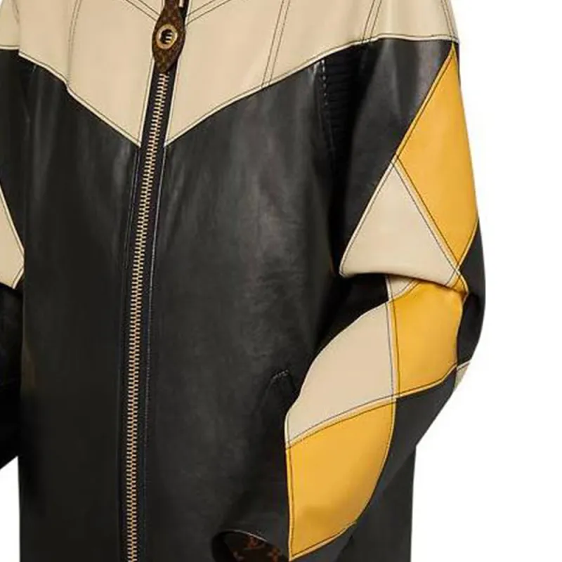 LOUIS VUITTON Harlequin Sleeve Leather Jacket-4
