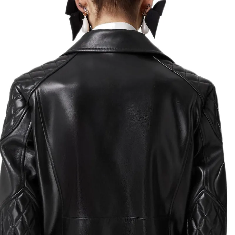 Burberry Leather Jackets Women's Black-2