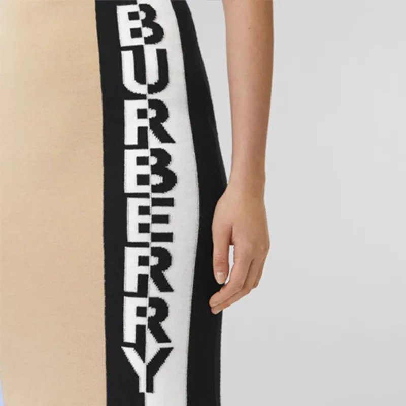 Burberry Leather Long Skirts Women's Beige-4