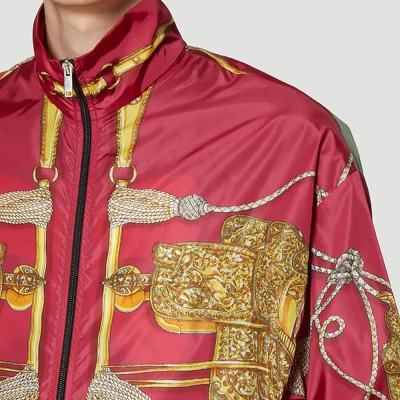GUCCI Horses And Tassels Print Oversize Nylon Bomber Jacket-4