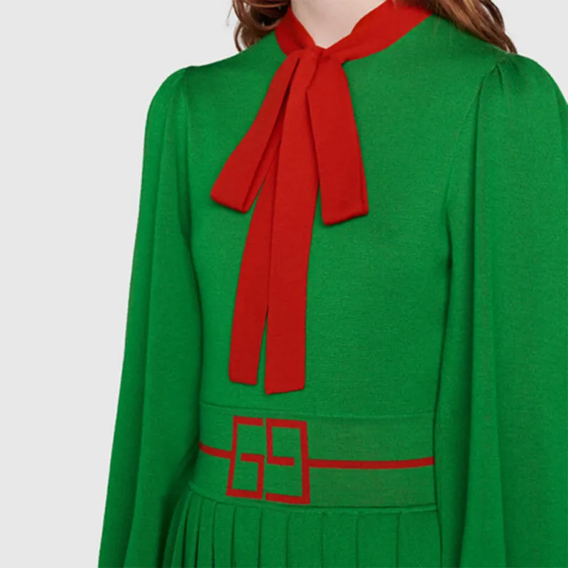 GUCCI FW21 Long Sleeved Dresses Women's Green-2