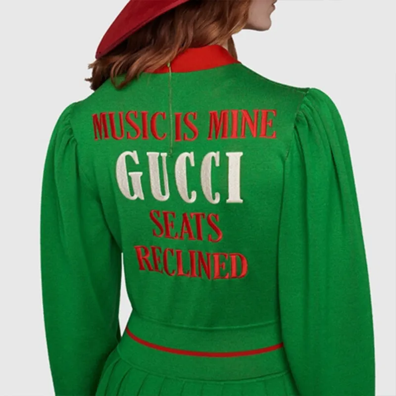 GUCCI FW21 Long Sleeved Dresses Women's Green-3
