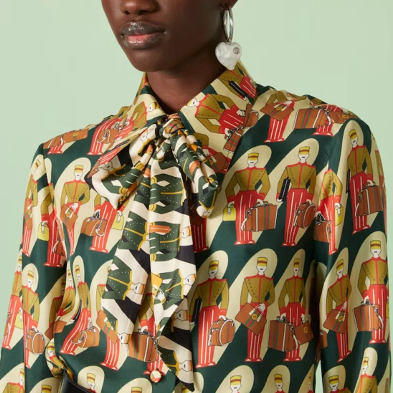 GUCCI Graphic-Print Long-Sleeved Shirt-1