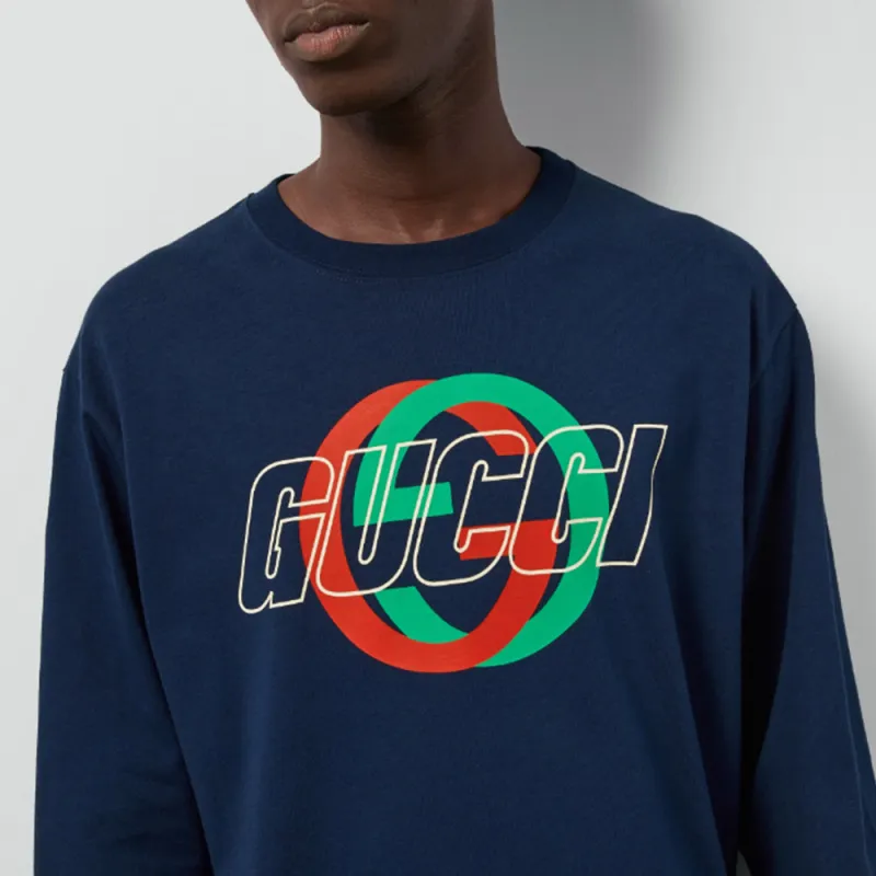 GUCCI Logo Printed Long Sleeve T Shirt-4